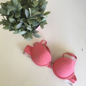 Pink polka dot lightly lined Aerie 32AA bra